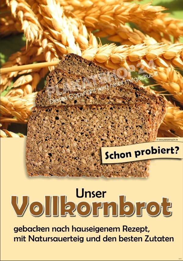 Brotplakat Unser Vollkornbrot