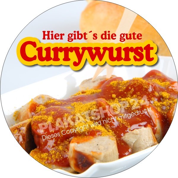 Currywurst-Werbefolie für Currywurst-Werbung im Imbiss-Betrieb