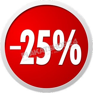 Aufkleber -25% für Sale, Reduziert und Räumungsverkauf