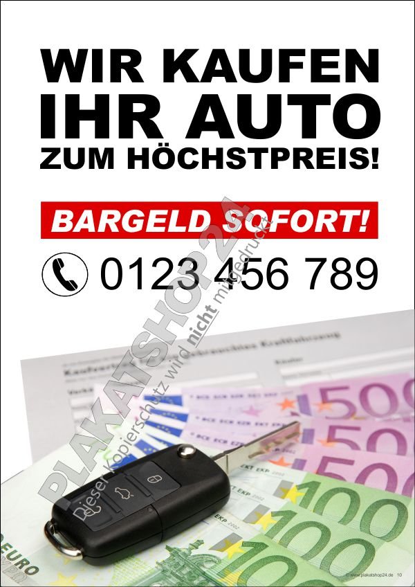 Werbeposter Autoankauf zu Höchstpreisen