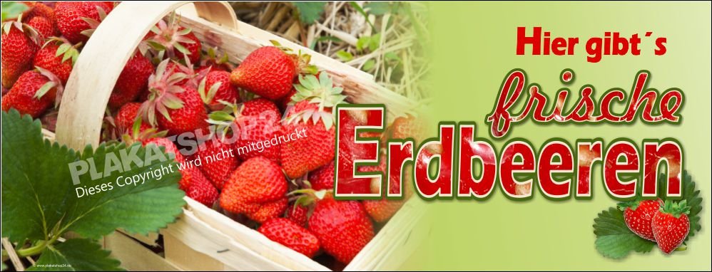 Banner Hier gibt?s frische Erdbeeren