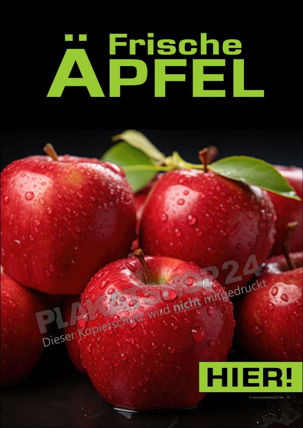 Werbeplakat für den Verkauf von frischen Äpfeln