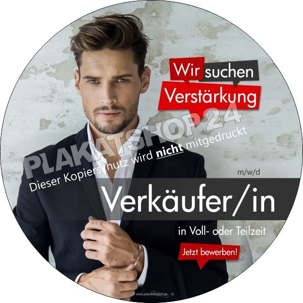 Werbeaufkleber Stellenangebot Verkäufer/in