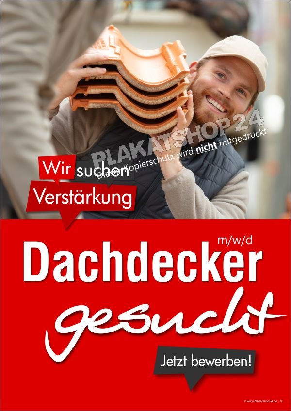 Werbeposter Stellenangebot Dachdecker