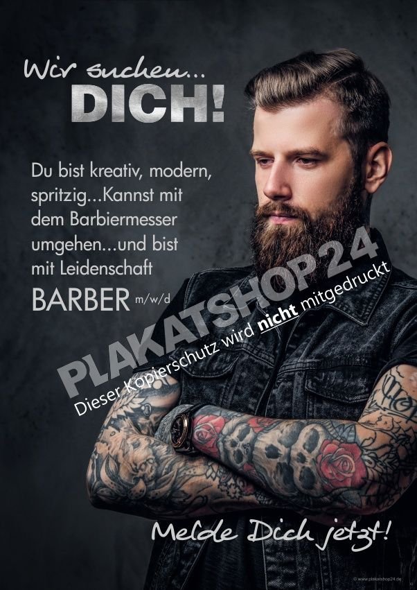 Barbershopplakat Stellenangebot Friseur/in