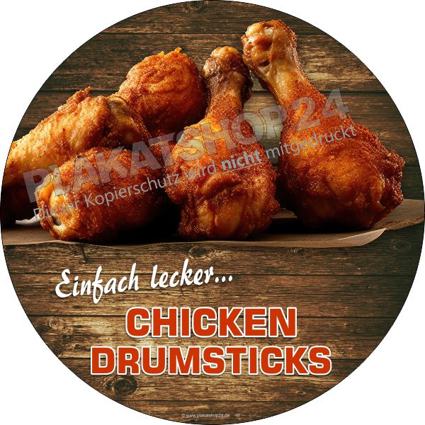 Runde Klebefolie Chicken Drumsticks – Werbeaufkleber wetterfest & UV-stabil