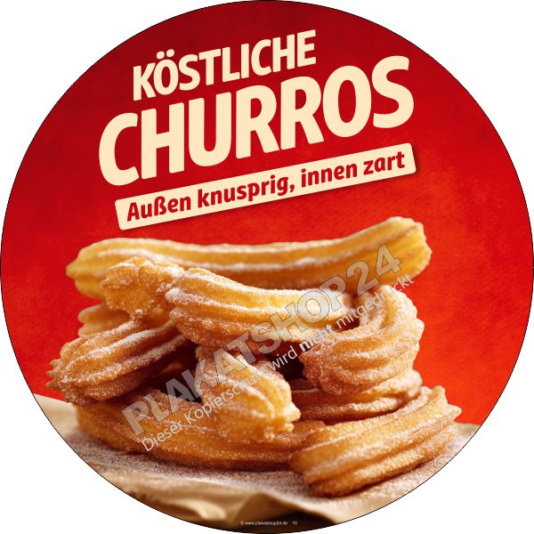 Schaufensterfolie mit Churros-Werbung