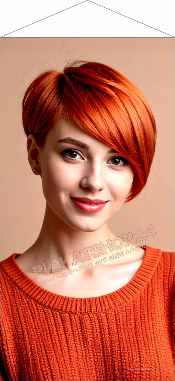 Friseurstoffbanner mit trendiger Kurzhaarfrisur Friseurstoffbanner mit trendiger Kurzhaarfrisur