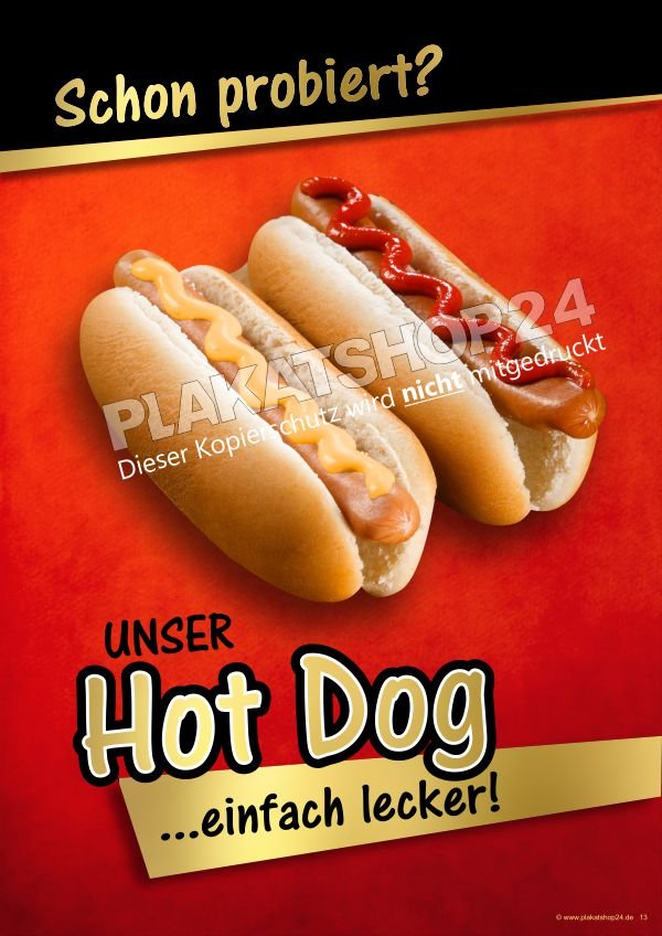 Hot Dog-Plakat Schaufenster- Außenwerbung