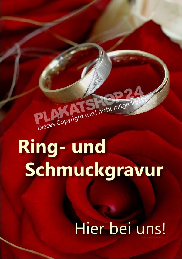 Werbeplakat für Ring- und Schmuck-Gravur