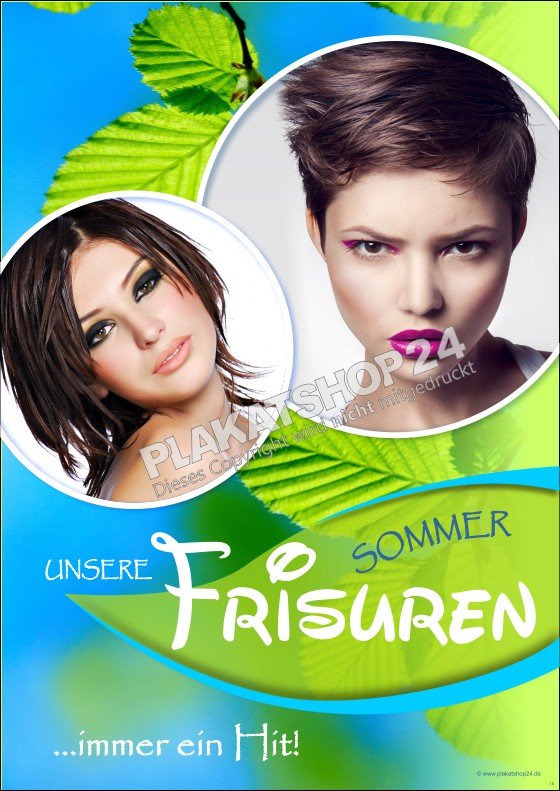 Plakat Reklame für Sommerfrisuren Damen