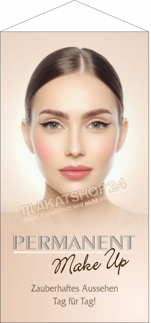 Textilbanner Permanent Make-Up | Kosmetik Stoffbanner inkl. Aufhängung | UV-stabil nachhaltig