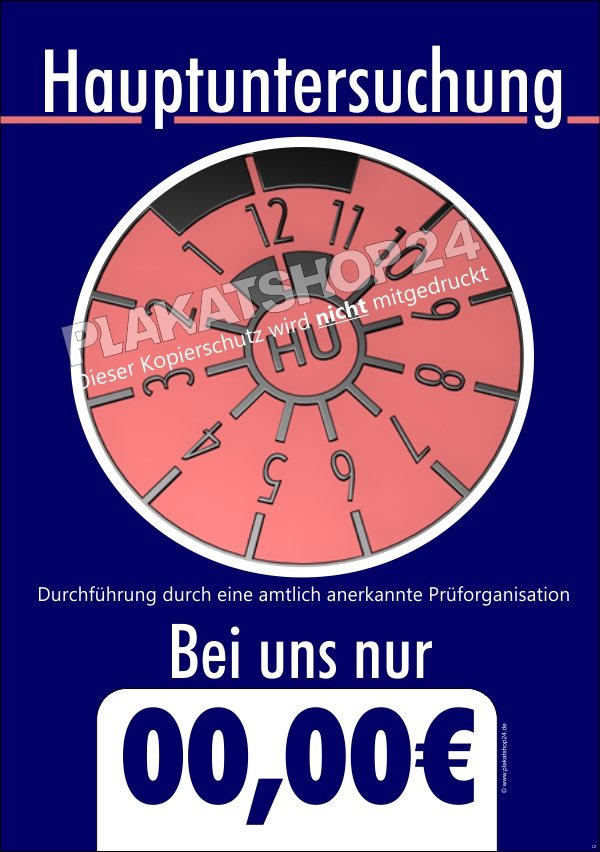 Plakat Hauptuntersuchung für Kfz-Branche