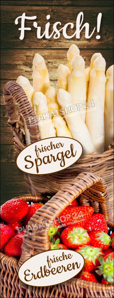 PVC-Banner für den Verkauf von Spargel und Erdbeeren