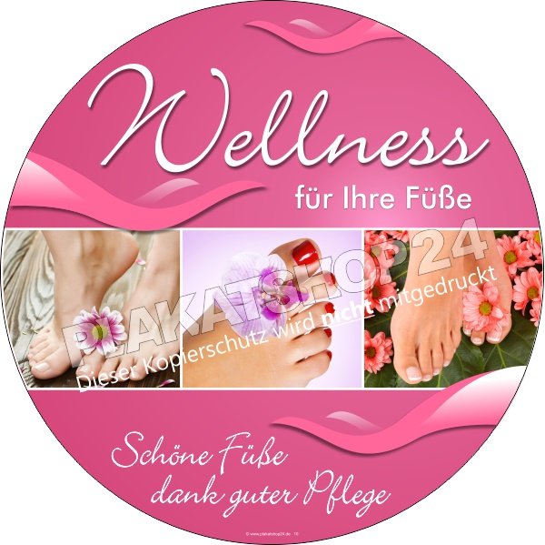 Wellnessaufkleber für die Fußpflege Bereich Kosmetik