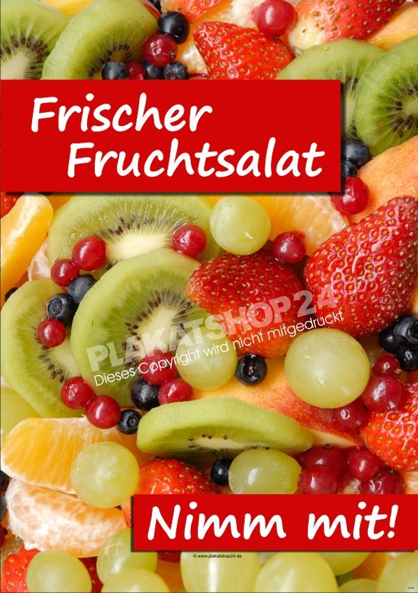 Werbeplakat Fruchtsalat für den Verkauf von frischem Obstsalat