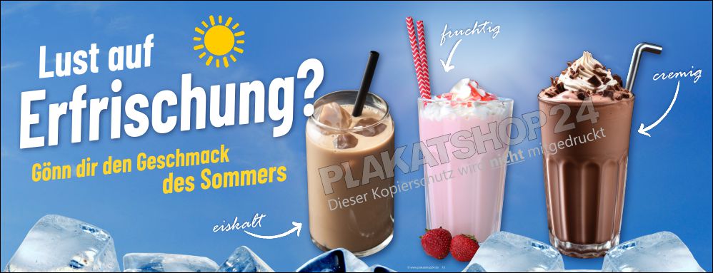 Werbebanner Erfrischung im Eiscafé Werbebanner Erfrischung im Eiscafé