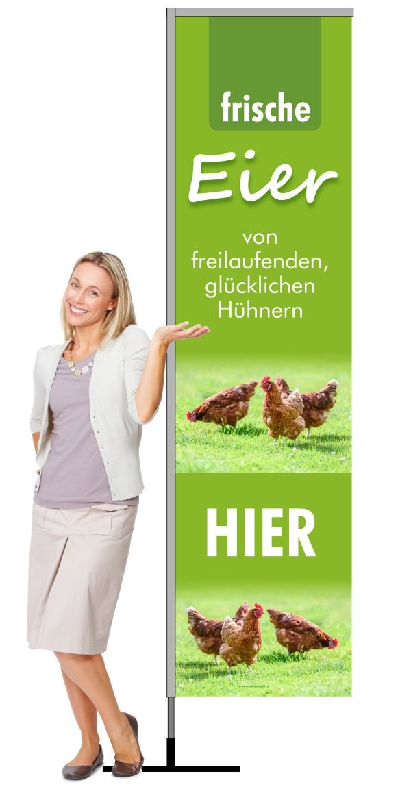 Werbefahne Vermarktung frische Eier