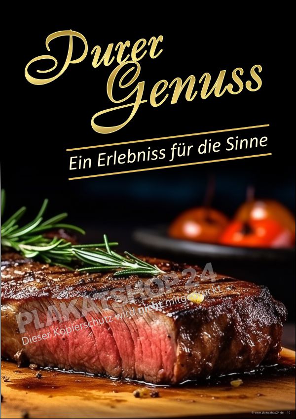 Plakat mit Werbung für Steaks Plakat mit Werbung für Steaks