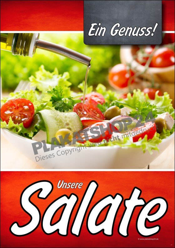 Werbeplakat mit Abbildung frischer Salat