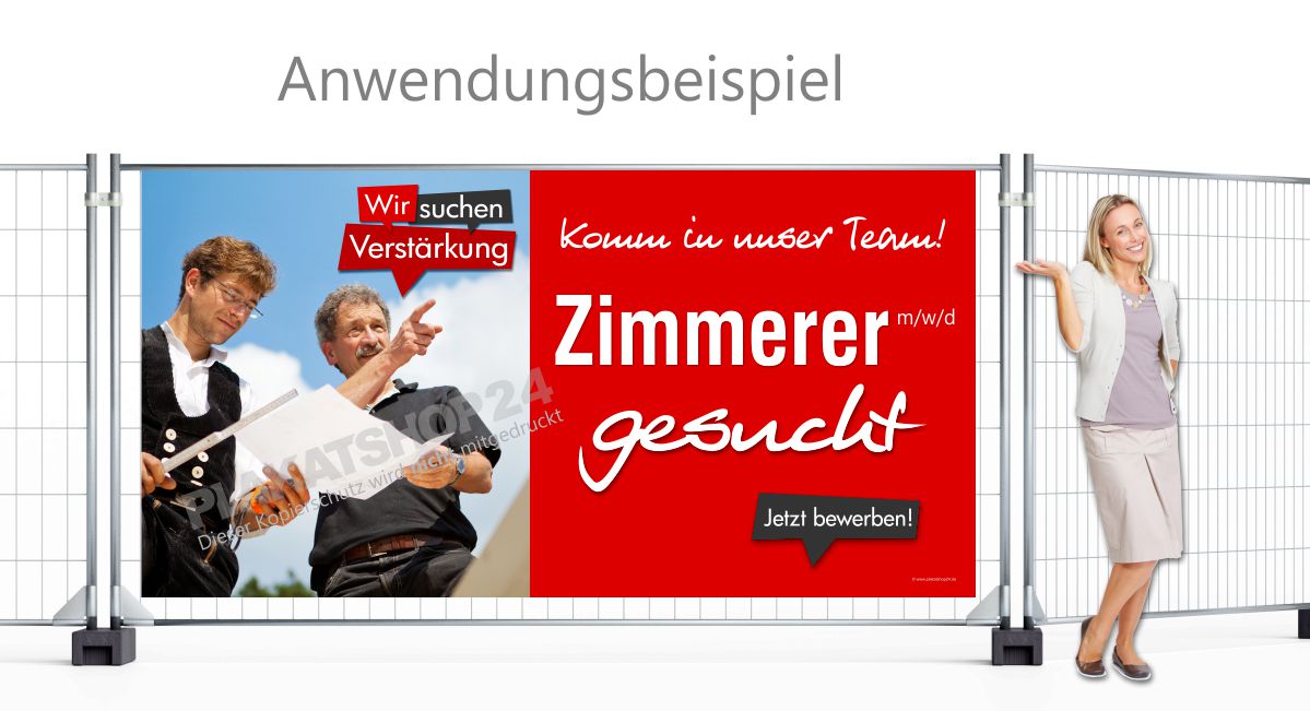 Großes auffälliges Banner für Zimmerer gesucht Großes auffälliges Banner für Zimmerer gesucht
