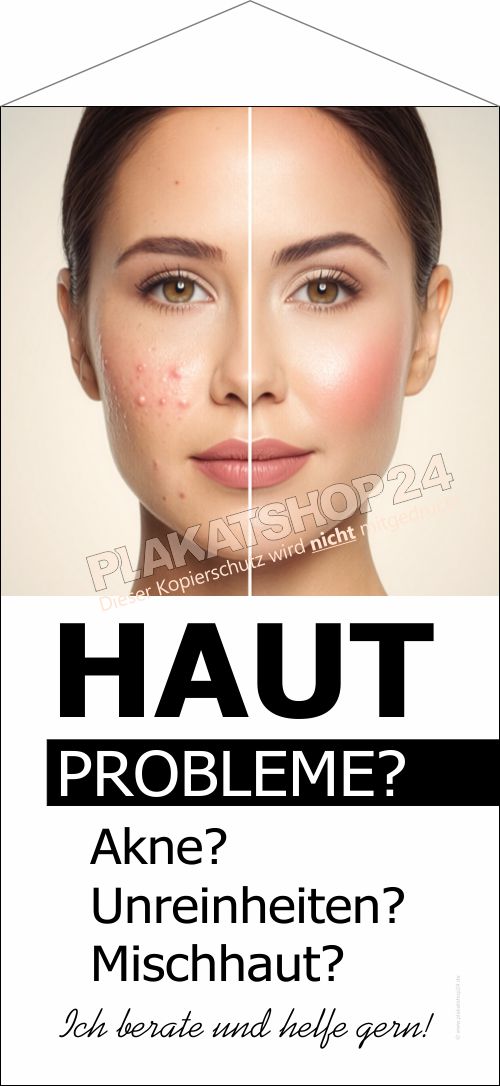 Textilbanner Akne & Hautprobleme | Kosmetik Stoffbanner mit Aufhängung Textilbanner Akne & Hautprobleme | Kosmetik Stoffbanner mit Aufhängung