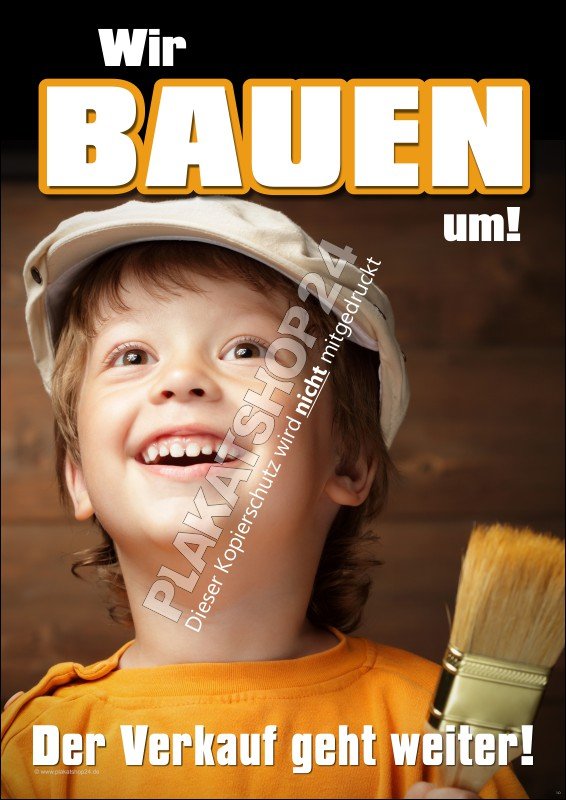 XA8943 Aufmunterndes Umbauplakat mit kleinem Handwerkerjungen