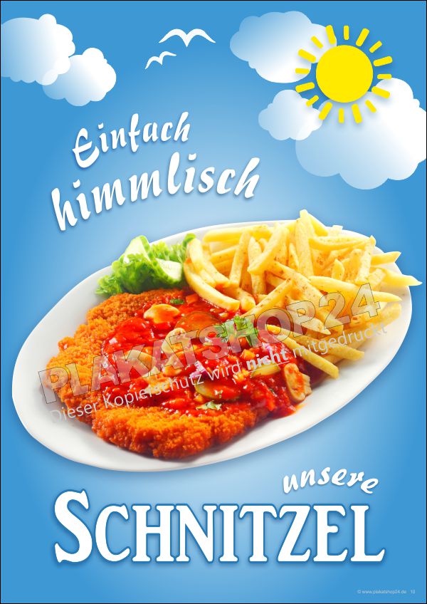 Werbeplakat für Gaststätte mit Foto Schnitzel