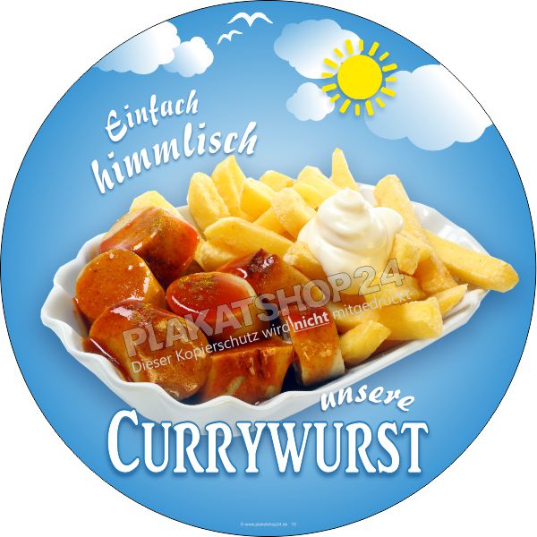 Schaufensterfolie Currywurst-Pommes
