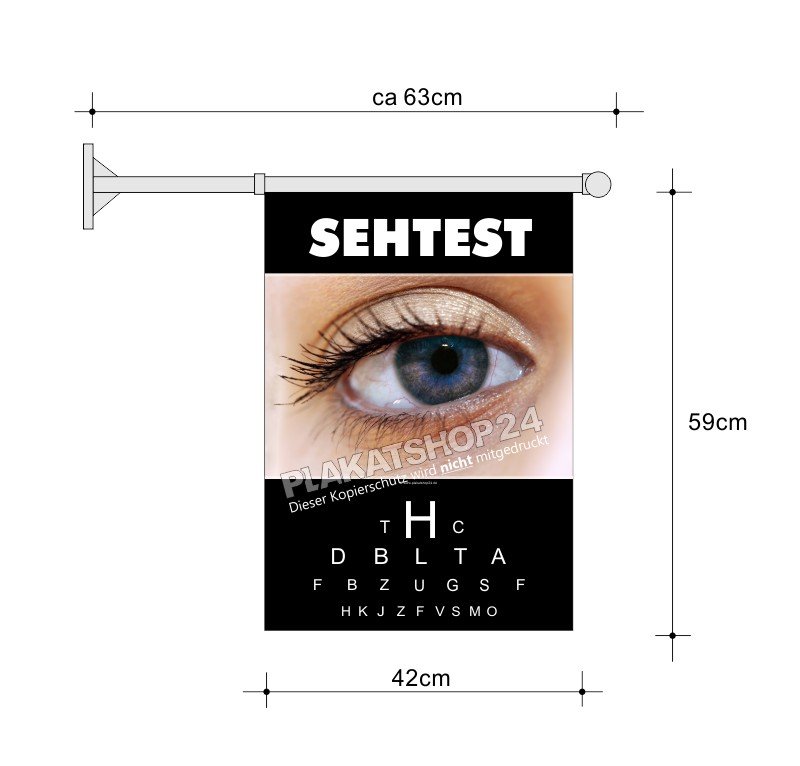 Augenoptiker-Fahne A2 für kostenlosen Sehtest