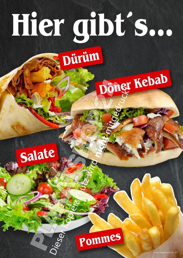 Werbeposter für Döner, Dürüm, Pommes ....