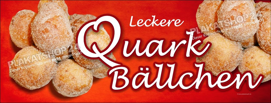 Schönes Dekobanner für leckere Quark-Bällchen