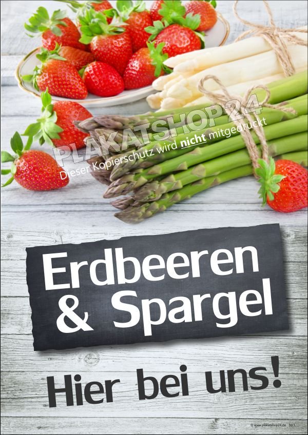 Obstplakat Erdbeeren / Gemüseposter Spargel
