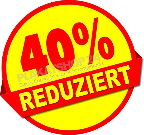 Rabattaufkleber -40% für Sale, Reduziert und Räumungsverkauf