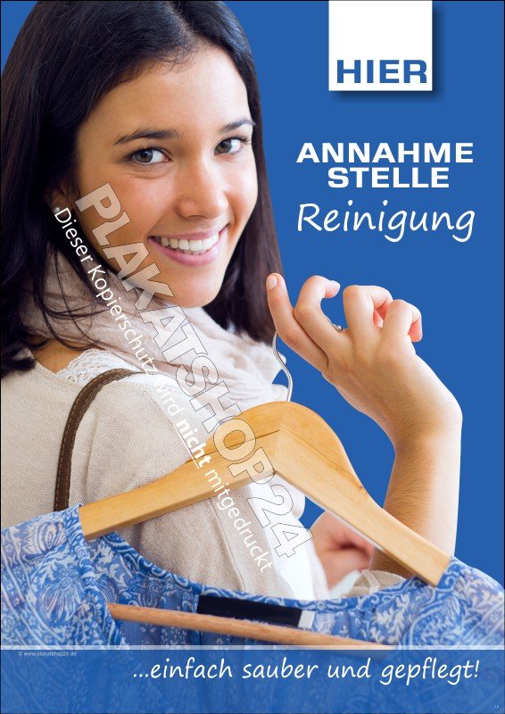 XA8769 Hinweisschild Hier Annahmestelle Reinigung