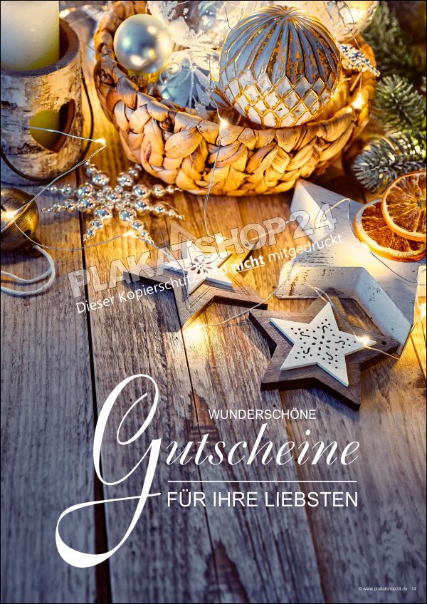 Werbeplakat für Gutscheine zu Weihnachten Werbeplakat für Gutscheine zu Weihnachten