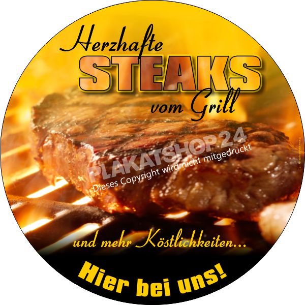71b9a1486309fb5eda132815dab30d74 Gastro-Aufkleber für Reklame für Steaks vom Grill