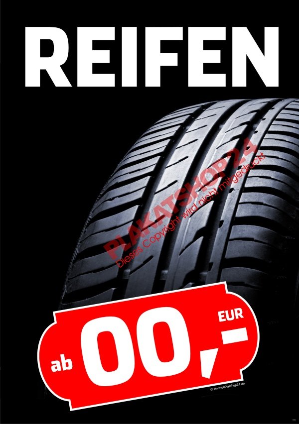 Reifen-Werbeplakat für Reifenhandel und Autowerkstatt