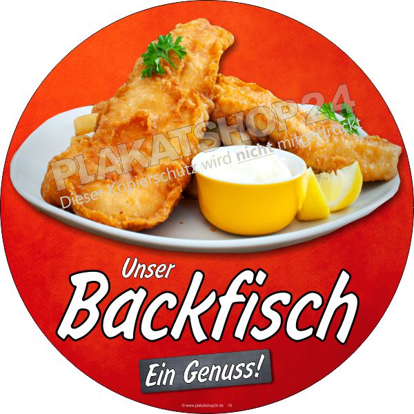 Werbeaufkleber Backfisch Rund – Profi-Fenstergrafik für Fischgeschäfte & Foodtrucks