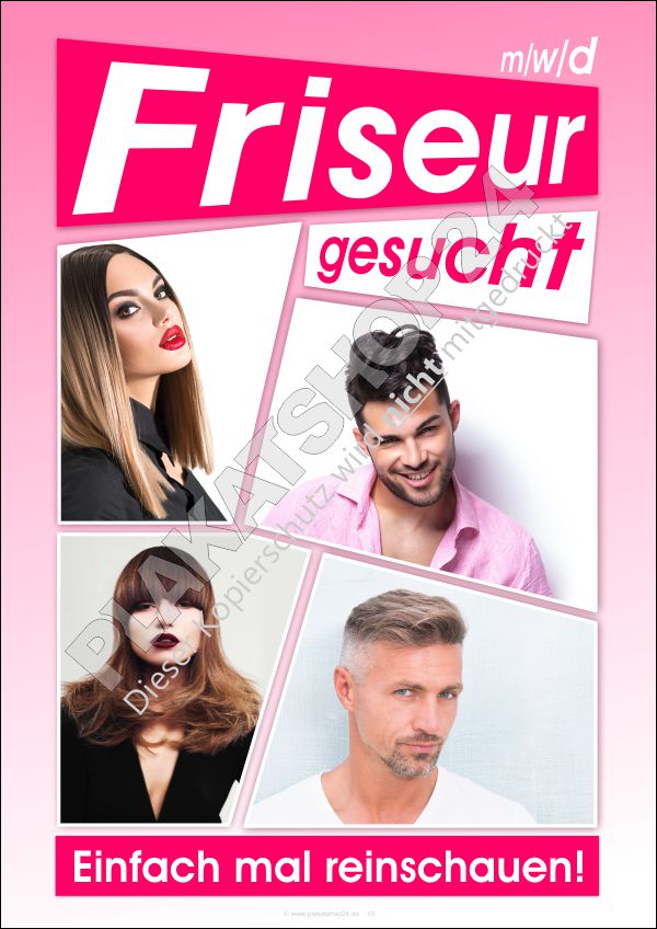 Auffälliges Friseurplakat für Mitarbeitersuche