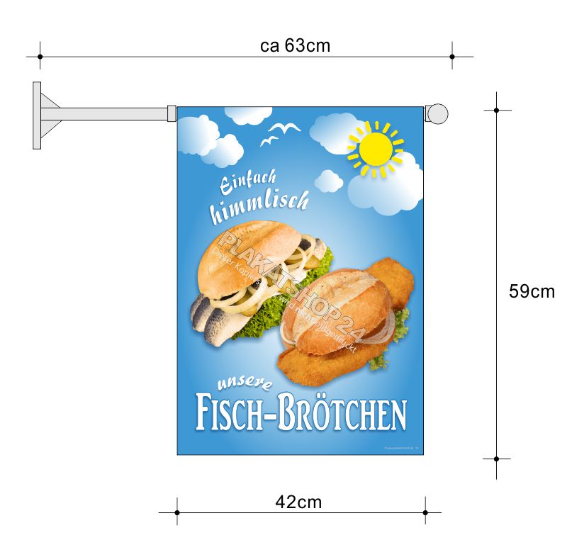 werbefahne-fischbroetchen Stockfahne Fischbrötchen-Verkauf