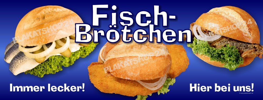 XA6712 Fischbrötchen-Werbebanner mit Fotos frische Fischbrötchen