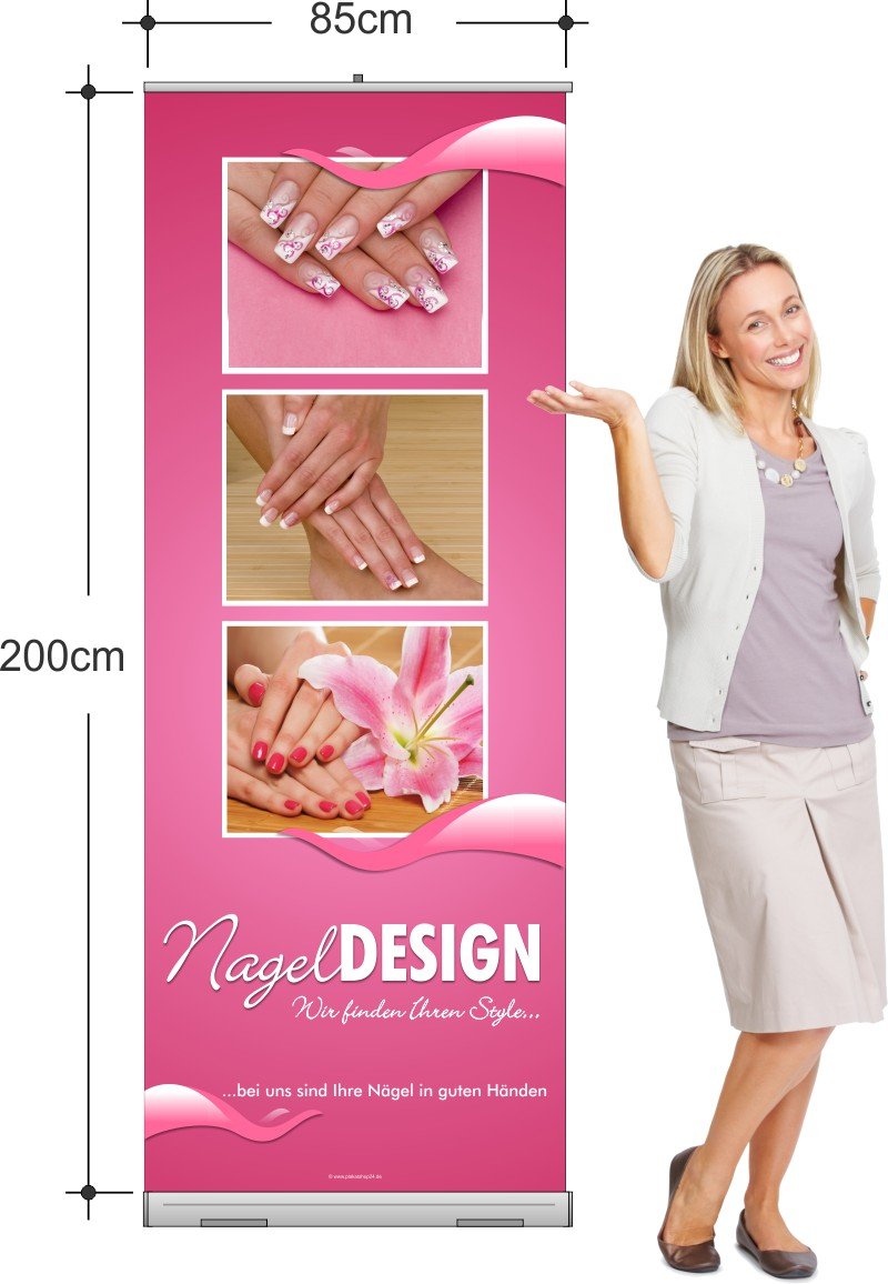 Nagel-Design-Werbung mit Rollup-Banner