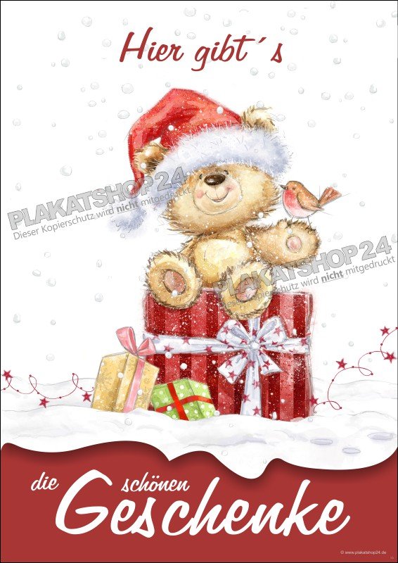 Poster mit Teddybär für die Weihnachtswerbung
