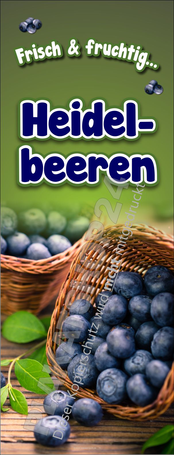 Werbebanner für den Verkauf von frischen Heidelbeeren Werbebanner für den Verkauf von frischen Heidelbeeren