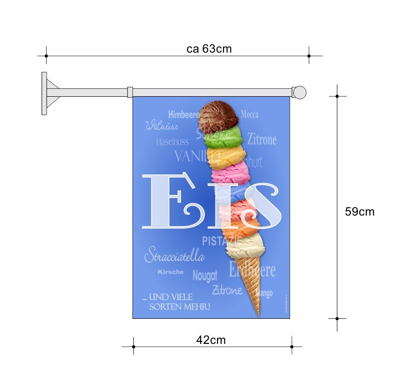 Eisfahne Kugeleis mit Halterung