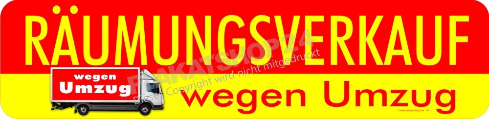 Aufkleber Räumungsverkauf wegen Umzug