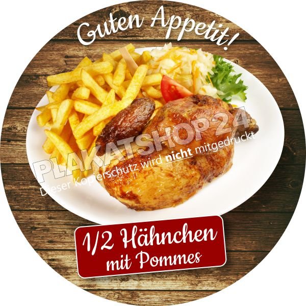 aufkleber-haehnchen-pommes Aufkleber Hähnchenteller mit Pommes