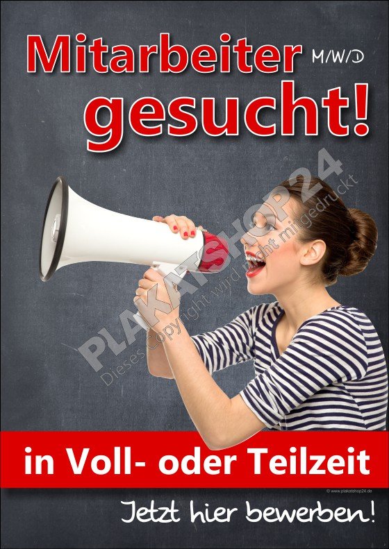 Werbeschild Mitarbeiter Voll- oder Teilzeit