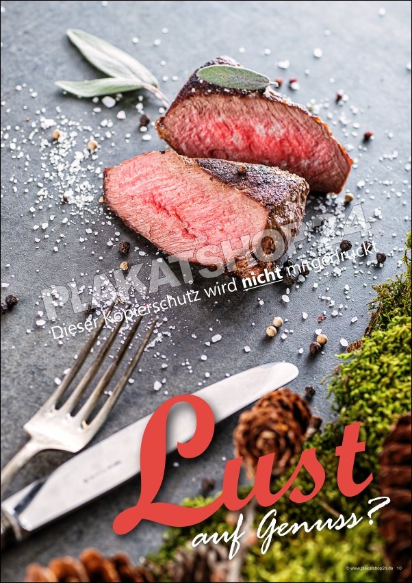 werbeposter-fleisch Metzgereiposter Lust auf Genuss